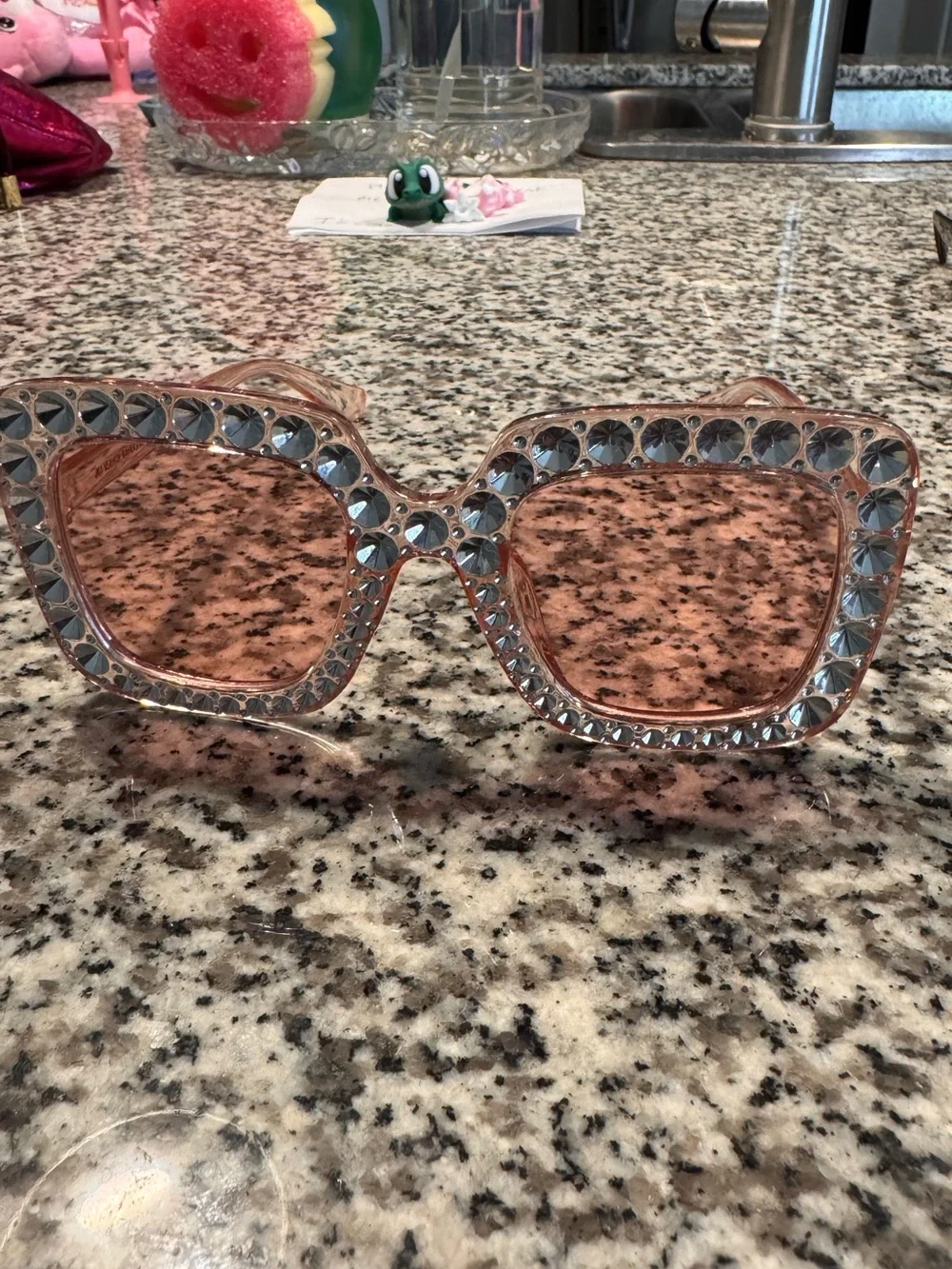 Crystal-Trim Pink Women's Fashion Sunglasses